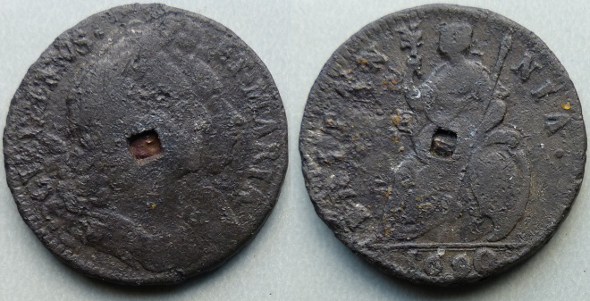 William & Mary, 1690 tin farthing